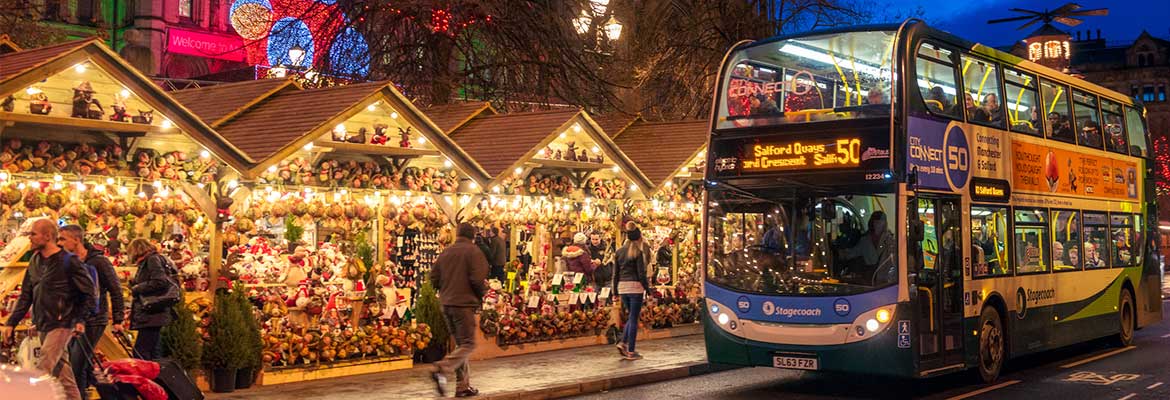 Bus in Manchester Christmas Markets